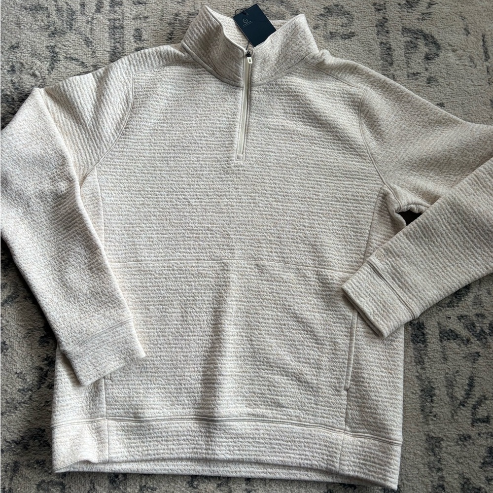Men's Quarter-Zip Textured Pullover Sweater - Cream